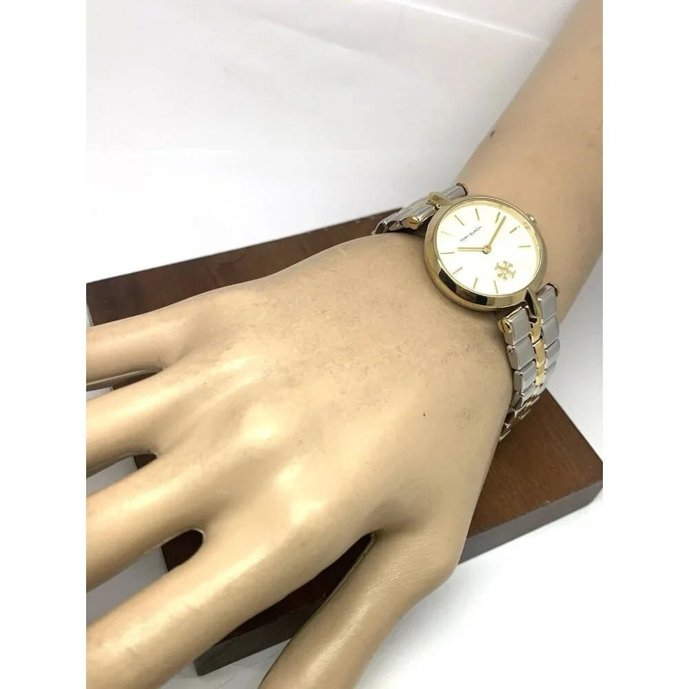 Tory Burch Women's Watch TBW2044 Kira Quartz Cream Dial Two Tone Steel 30mm